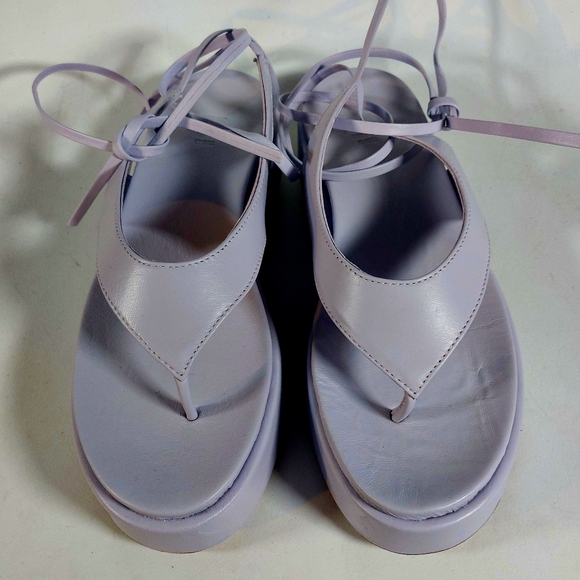 8 by YOOX lilac leather flatform ankle-wrap thong sandals, EU40, NWT - Picture 3 of 11
